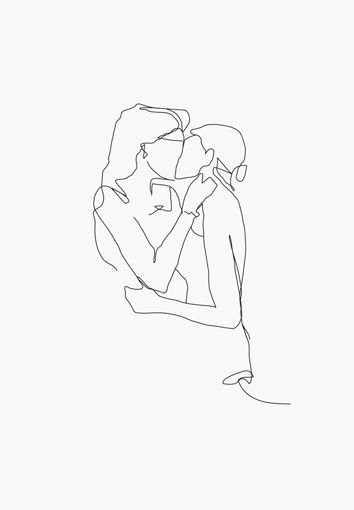 Line art print, Line drawing. Lesbian Love.