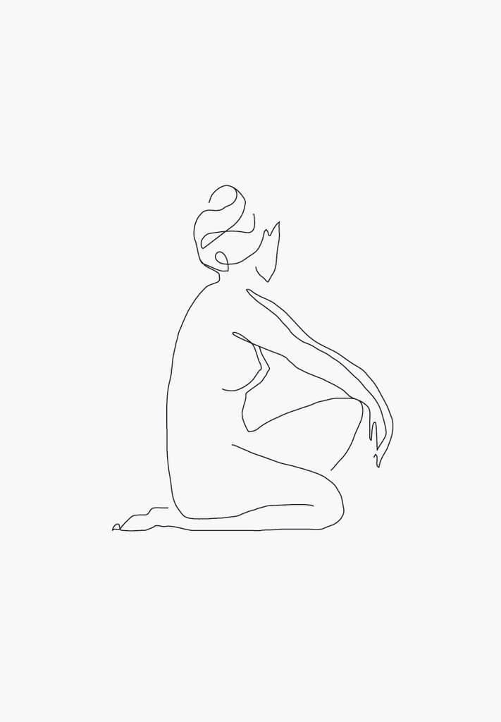 Line art print, Line drawing. Nude woman art.