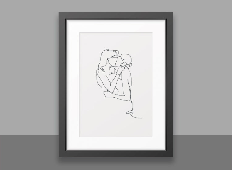 Line art print, Line drawing. Lesbian Love.