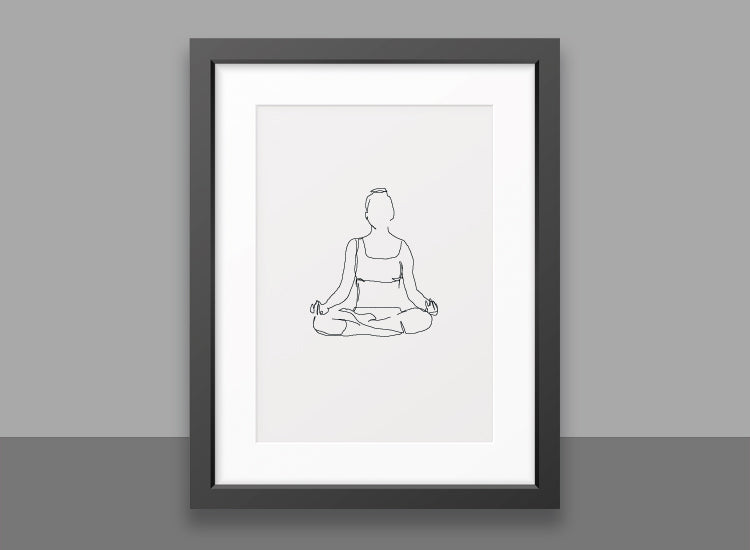 Line art print, Line drawing. Meditation. 